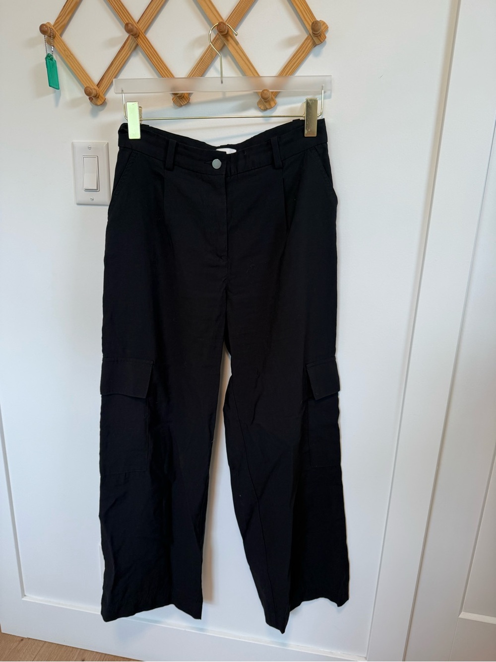 H&M Black Wide-Leg Cargo Trousers